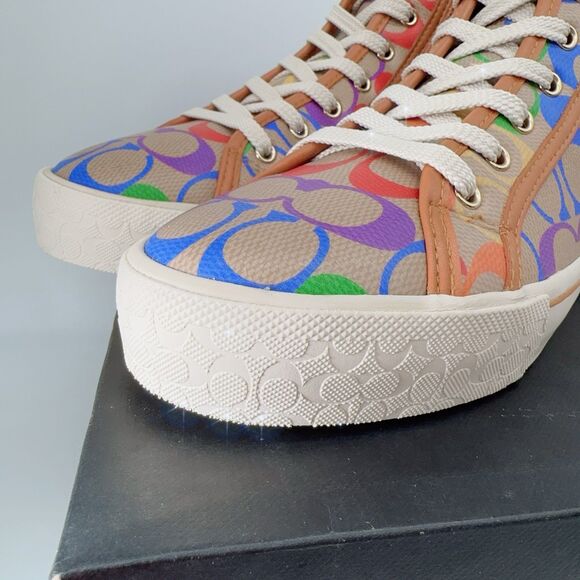 Coach CA855 Citysole High Top Platform Sneaker In Rainbow Signature Canvas 7 - Picture 4 of 11